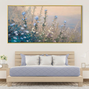 Blue Petal Breeze Canvas Art Clock Canvas