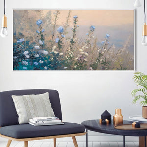 Blue Petal Breeze Canvas Art Clock Canvas