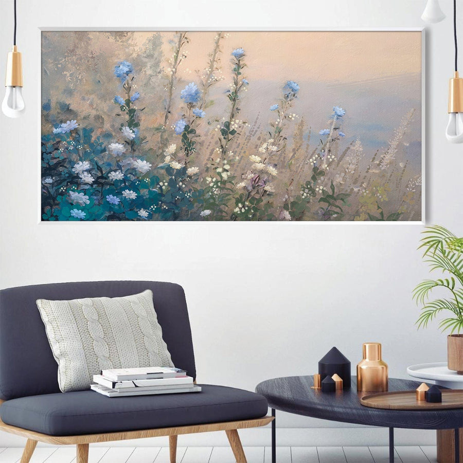 Blue Petal Breeze Canvas Art Clock Canvas
