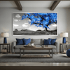 Blue Tree in the Grey Landscape Canvas Art Clock Canvas