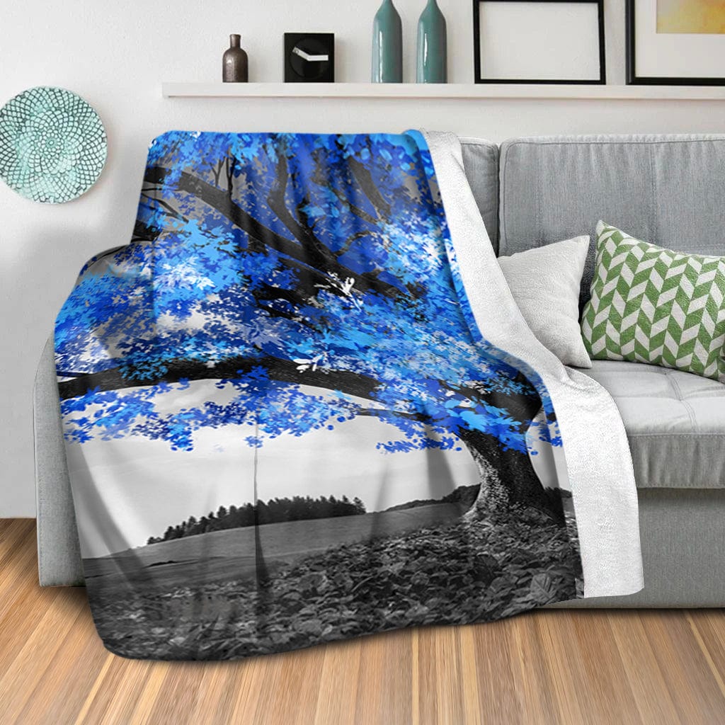 Blue Tree in the Grey Landscape Dream Home Bundle Bundle 2 Cushions & 1 Blanket Clock Canvas