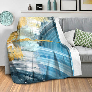 Blue Yellow Abstract B Blanket Blanket Clock Canvas