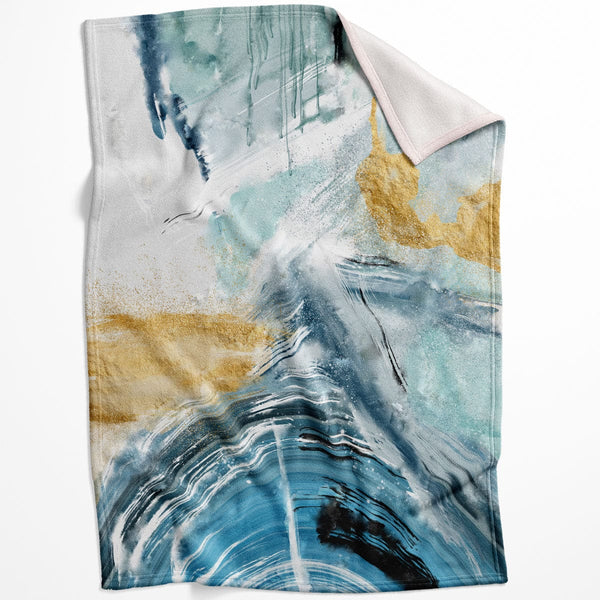Blue Yellow Abstract C Blanket Blanket 75 x 100cm Clock Canvas