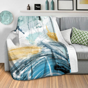 Blue Yellow Abstract C Blanket Blanket Clock Canvas