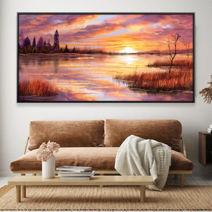 Blush of Twilight Canvas Art 20 x 10in / Canvas Clock Canvas