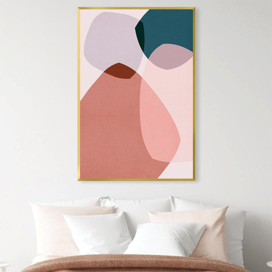 Boho Abstract Canvas Art Clock Canvas