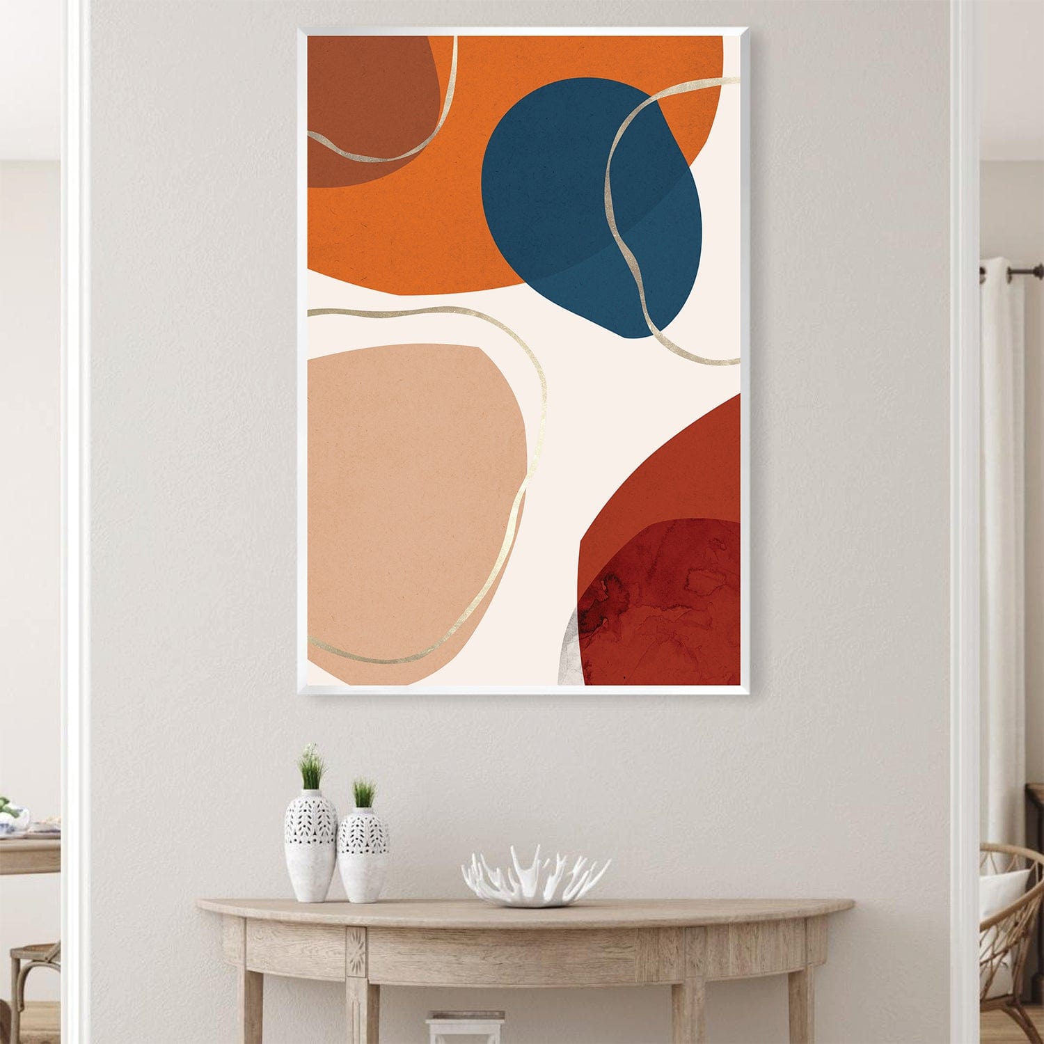 Boho Abstrato Stones Canvas Art Clock Canvas