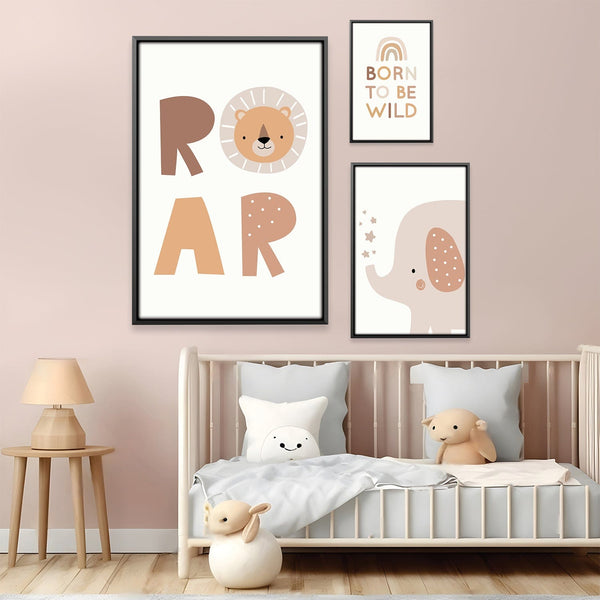 Born to Roar Canvas Art Set of 3 / 12 x 18in / Canvas Clock Canvas