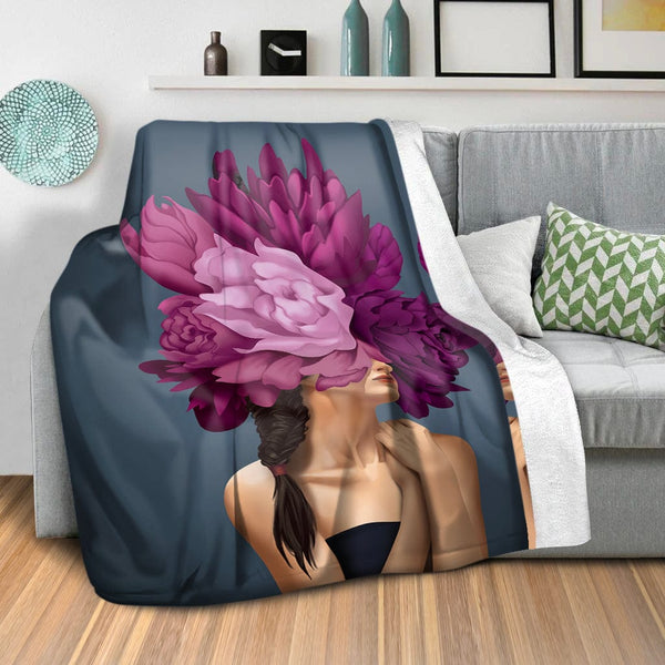 Bouquet Woman C Blanket Blanket Clock Canvas