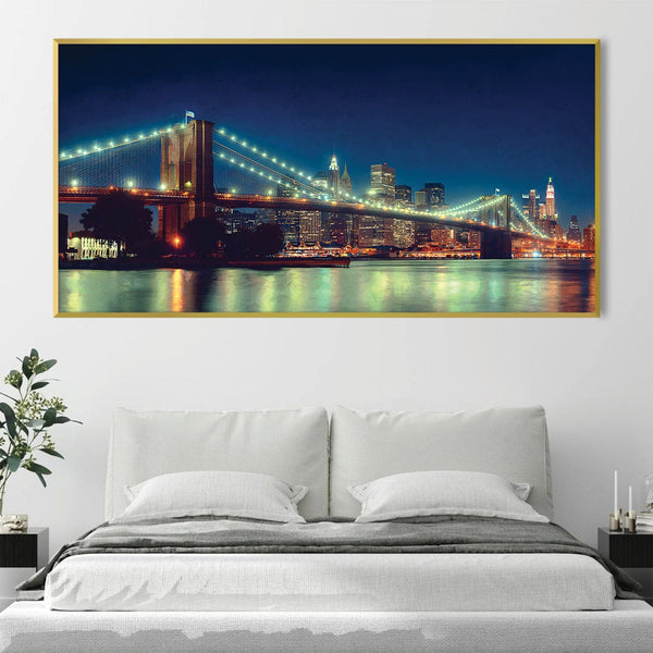 Brooklyn Bridge Nights Canvas Art Clock Canvas