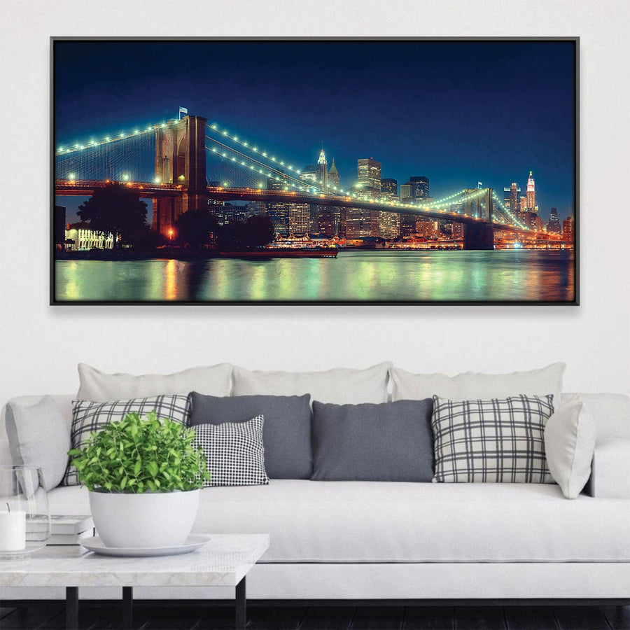 Brooklyn Bridge Nights Canvas Art Clock Canvas