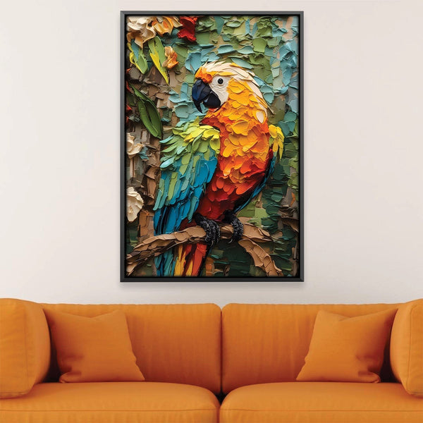 Brushed Parrot Canvas Art Clock Canvas