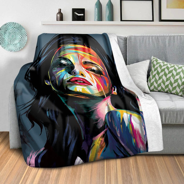 Brushwork Woman A Blanket Blanket Clock Canvas