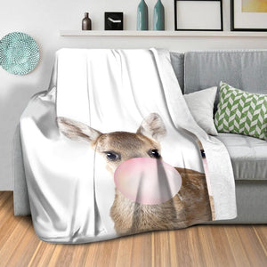 Bubble Gum Zoo Deer Blanket Blanket Clock Canvas
