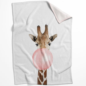 Bubble Gum Zoo Giraffe Blanket Blanket 75 x 100cm Clock Canvas