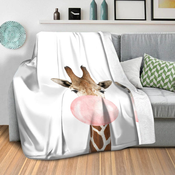 Bubble Gum Zoo Giraffe Blanket Blanket Clock Canvas