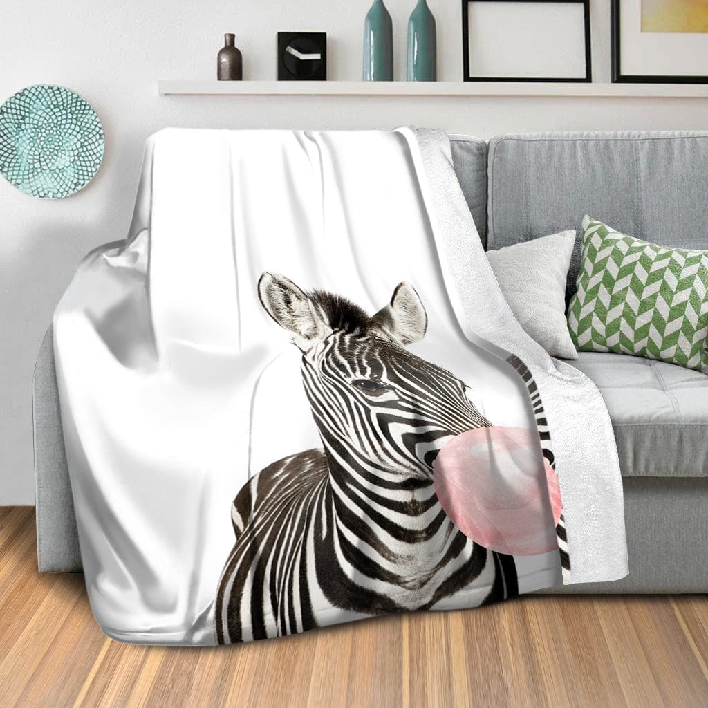 Bubble Gum Zoo Zebra Blanket Blanket Clock Canvas