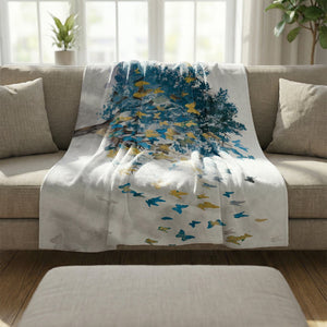 Butterfly Leaves Blanket Blanket Clock Canvas