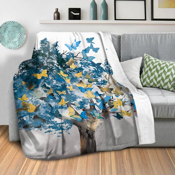 Butterfly Leaves Blanket Blanket Clock Canvas
