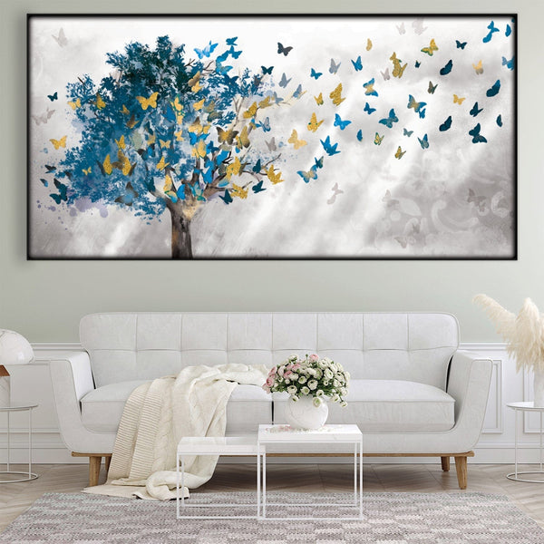 Butterfly Leaves Easy Build Frame Posters, Prints, & Visual Artwork Easy Build Frame & Fabric Print / 40 x 20in Clock Canvas