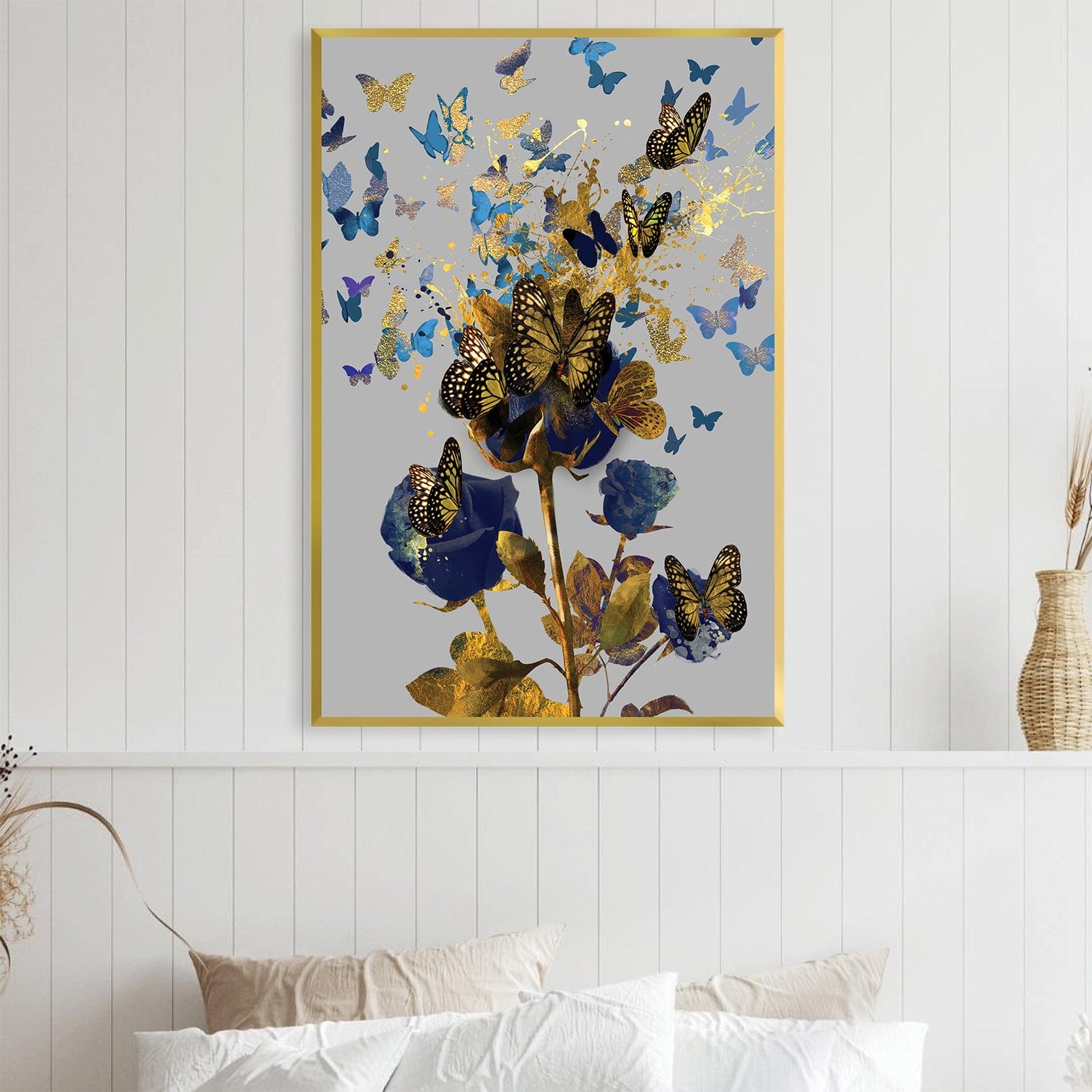 Butterfly Rose Canvas Art Clock Canvas