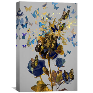 Butterfly Rose Canvas Art Clock Canvas
