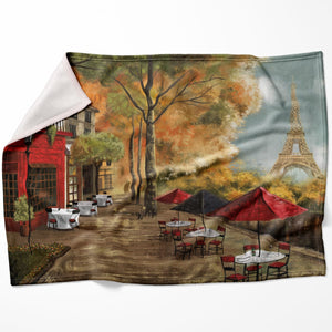 Cafe de la Tour Eiffel Blanket Blanket 75 x 100cm Clock Canvas
