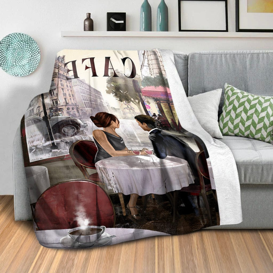 Cafe Love Blanket Blanket Clock Canvas