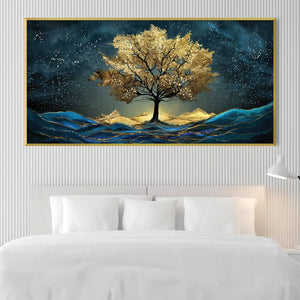 Celestial Golden Tree Canvas Art Clock Canvas