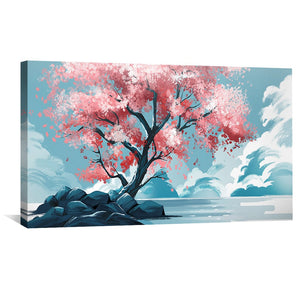 Cherry Breeze Canvas Art Clock Canvas