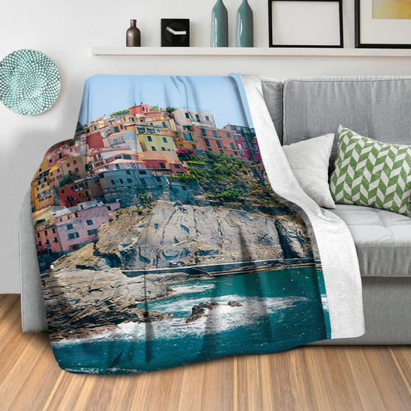 Cinque Terre Coastline Blanket Blanket Clock Canvas
