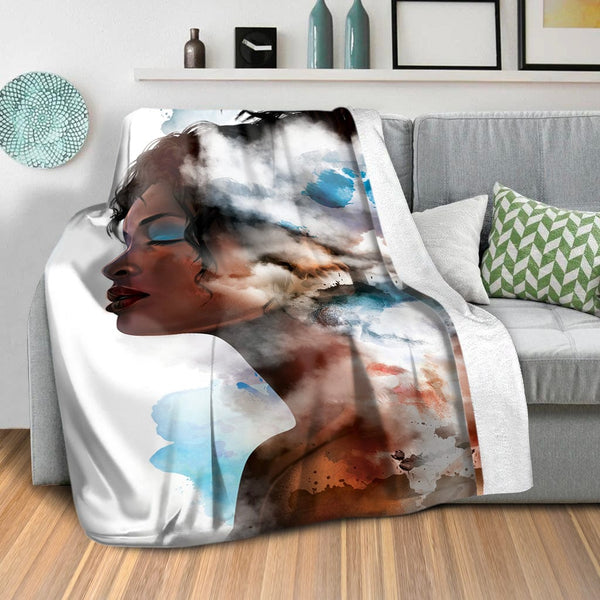 Clouded Woman C Blanket Blanket Clock Canvas