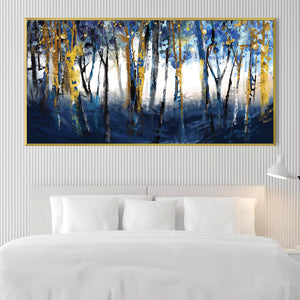 Cobalt Forest Canvas Art Clock Canvas