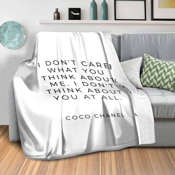 Coco Chanel black watercolor and quote 1 Fleece Blanket