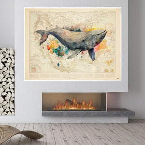 Color Whale Canvas Art Clock Canvas
