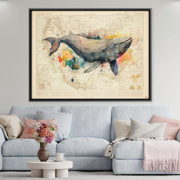 Color Whale Canvas Art Clock Canvas
