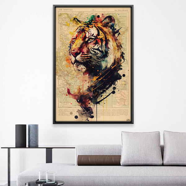Colored Tiger Portrait Canvas Art Clock Canvas