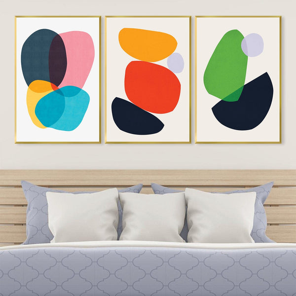 Colorful Abstract Shapes Canvas Art Clock Canvas