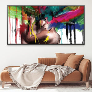 Colorful Embrace Canvas Art 50 x 25cm / Framed Prints Clock Canvas