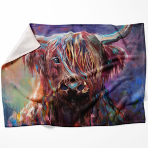 Colorful Highland Cow Blanket Blanket 75 x 100cm Clock Canvas