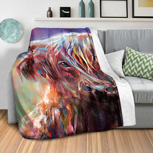 Colorful Highland Cow Blanket Blanket Clock Canvas