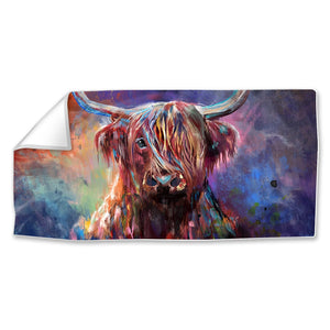Colorful Highland Cow Easy Build Frame Posters, Prints, & Visual Artwork Fabric Print Only / 40 x 20in Clock Canvas