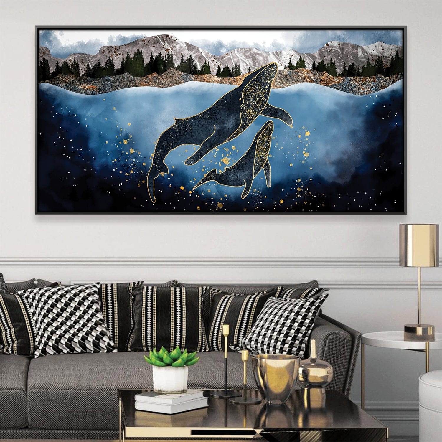 Cosmic Cetaceans Canvas 20 x 10in / Canvas product thumbnail
