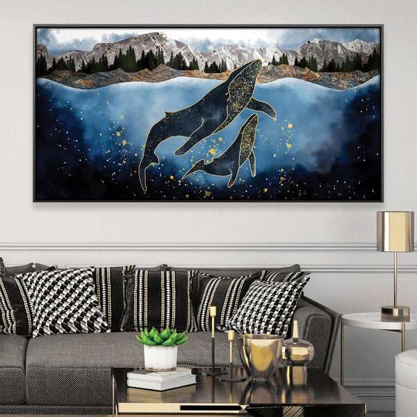 Cosmic Cetaceans Canvas Art Clock Canvas