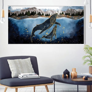 Cosmic Cetaceans Canvas Art Clock Canvas