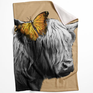 Cows and Butterfly Blanket Blanket 75 x 100cm Clock Canvas