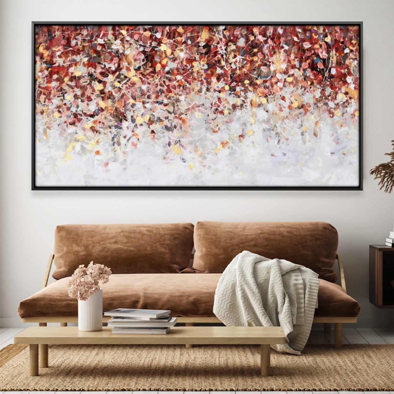 Crimson Cascades Canvas Art Clock Canvas