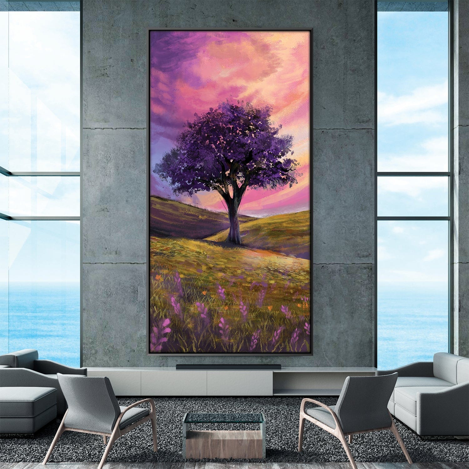 Crimson Dusk and Lavender Blooms Canvas product thumbnail