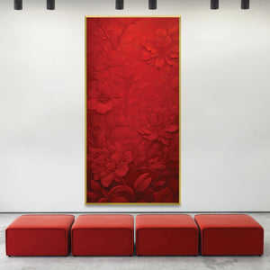 Crimson Flora Canvas Art Clock Canvas