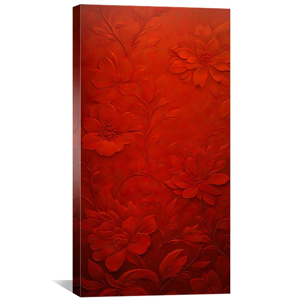 Crimson Flora Canvas Art Clock Canvas
